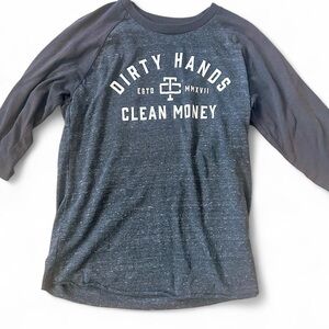 Dirty Hands Clean Money Mens 3/4 Length Sleeves Size XL Like New